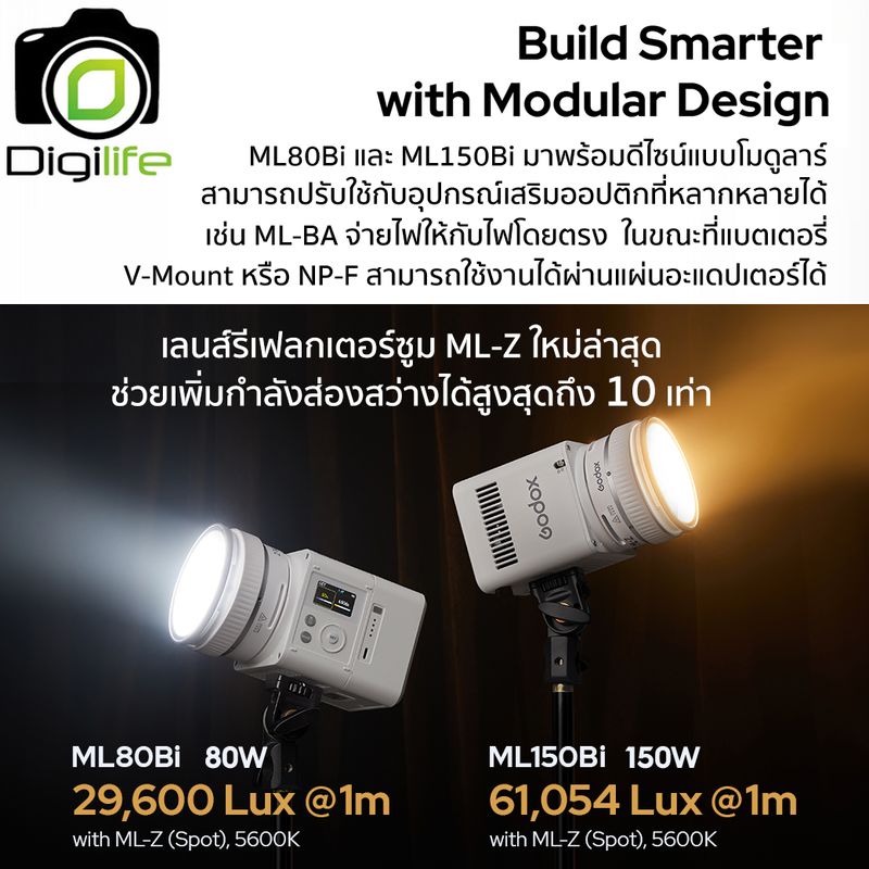 Godox LED ML80Bi 80W Bi-Color 2800K-6500K - Godox Mount - รับประกันศูนย์ Godox Thailand 3 ปี