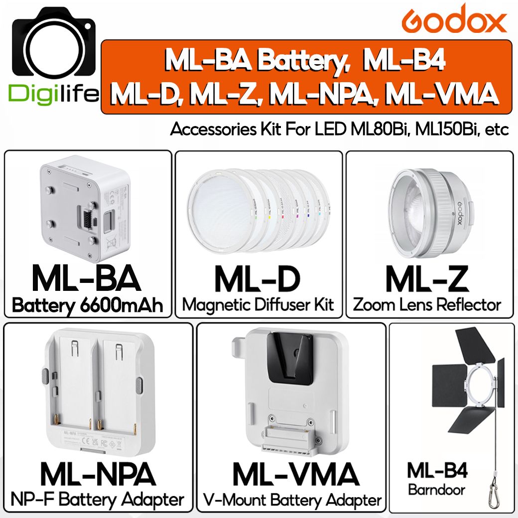 Godox ACC ML-BA, ML-NPA, ML-VMA, ML-Z, ML-B4, ML-D สำหรับ LED ML80Bi, ML150Bi , ML150 RF