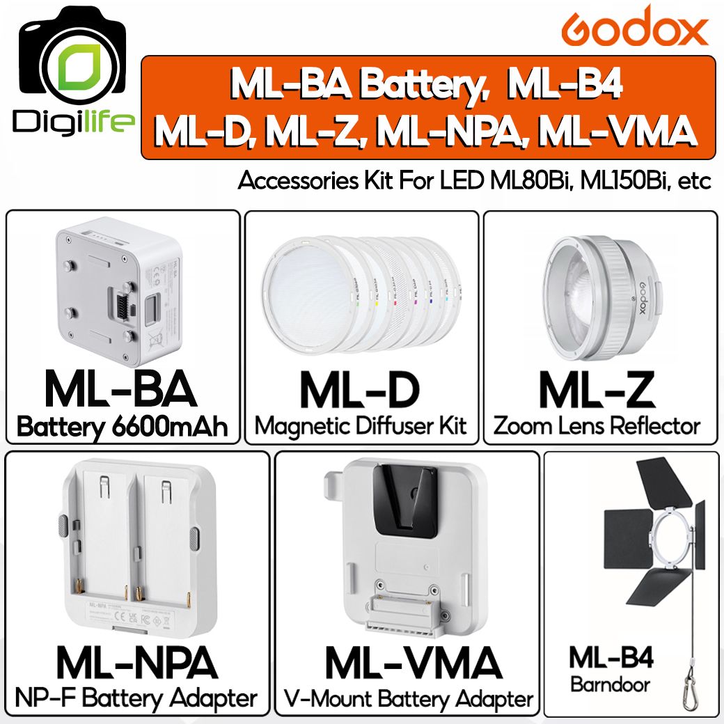 Godox ACC ML-BA, ML-NPA, ML-VMA, ML-Z, ML-B4, ML-D สำหรับ LED ML80Bi, ML150Bi , ML150 RF