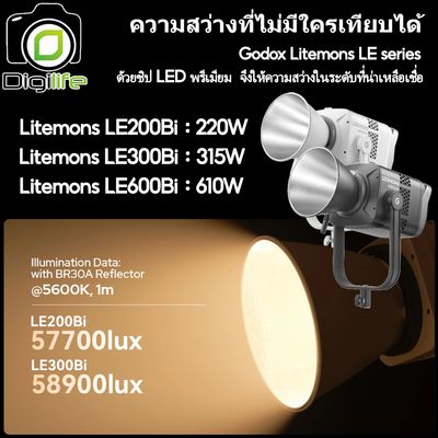 Godox LED Litemons LE200Bi, LE300Bi, LE600Bi - 2800-6500K - Bowen Mount - รับประกันศูนย์ Godox Thailand 3ปี