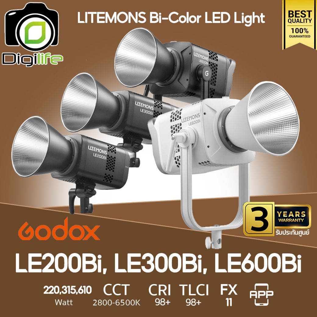 Godox LED Litemons LE200Bi, LE300Bi, LE600Bi - 2800-6500K - Bowen Mount - รับประกันศูนย์ Godox Thailand 3ปี