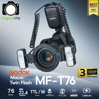 Godox Flash MF-T76 ( Canon, Nikon, Sony ) Dental & Macro Twin Flash 76W, TTL, Manual, Lithium Battery Godox Flash MF-T76 ( Canon, Nikon, Sony ) Dental & Macro Twin Flash 76W, TTL, Manual, Lithium Battery