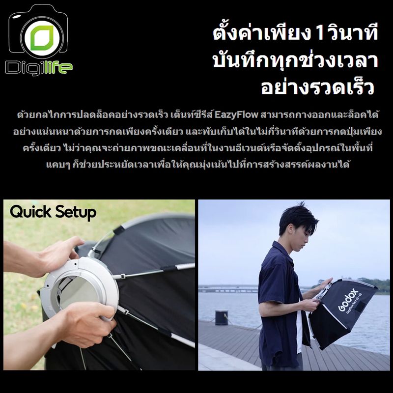Godox Softbox EazyFlow / Octa 60, 90, 120, 150cm. / Rect 30*45, 40*40, 40*90, 45*60, 60*60, 60*90, 90*90 cm. ) easy Flod Softbox with Grid ( Bowen Mount )