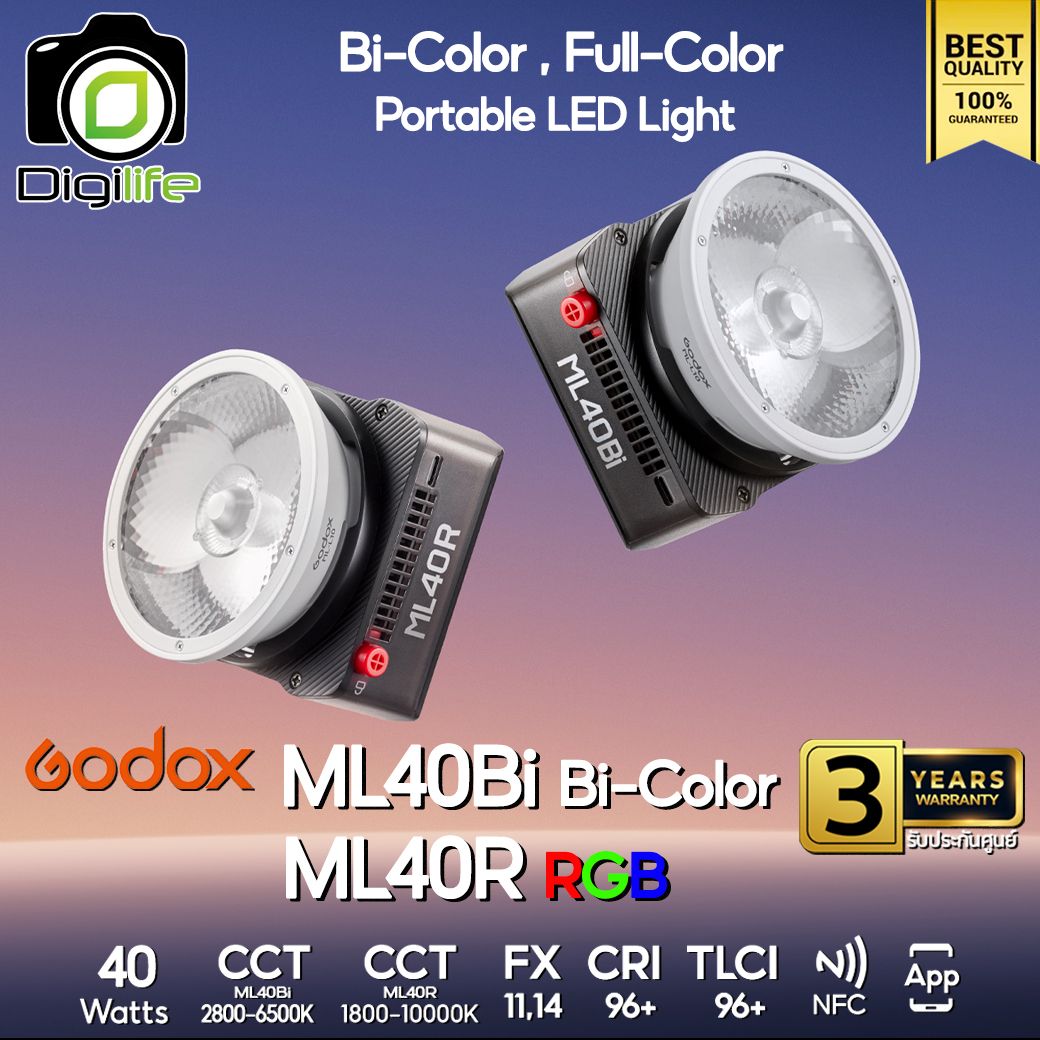 Godox LED ML40Bi, ML40R , Portable LED Light ( 40W, Bi-Color &amp; RGB )