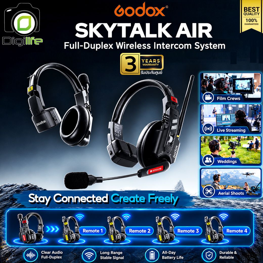 Godox SkyTalk Air 5S - ชุดหูฟังพร้อมไมโครโฟน อินเตอร์คอมไร้สาย Full-Duplex Wireless Intercom System Microphone