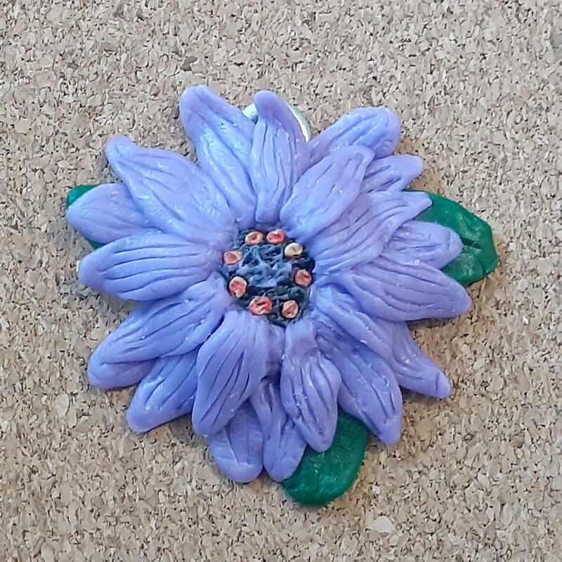 Purple Polymer clay Daisy pendant