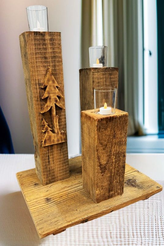 Kerzenständer aus Altholz – rustikal & stilvoll