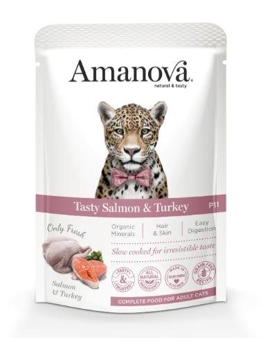 Amanova - Sachet Chat adulte saumon et dinde 85g