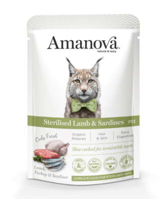 Amanova - Sachet chat stérilisé agneau et sardine 85g