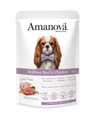 Amanova - Sachet Chien adulte Bœuf et poulet 85g