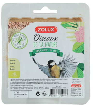 Zolux - Pain de graisse aux insectes 250g