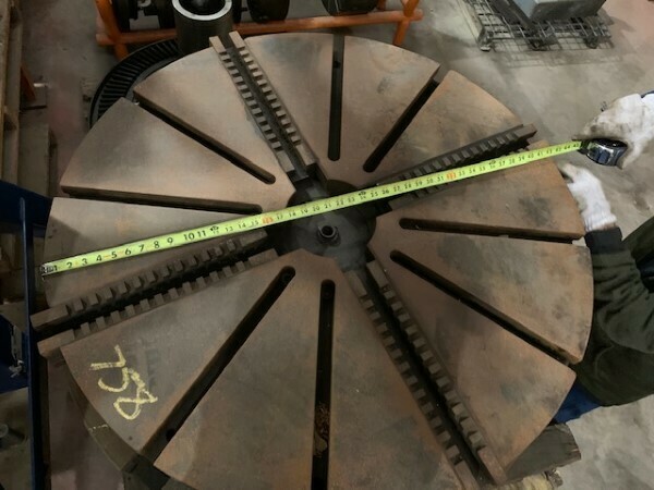 1 - USED 42” 4-JAW SELF CENTERING MANUAL CHUCK WITH ADJUSTABLE JAWS