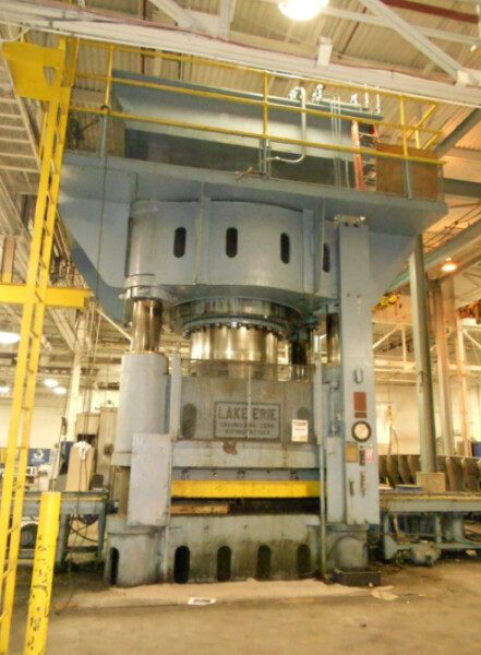1 - USED 3,500 TON LAKE ERIE 4-POST DOWN ACTING HYDRAULIC PRESS
