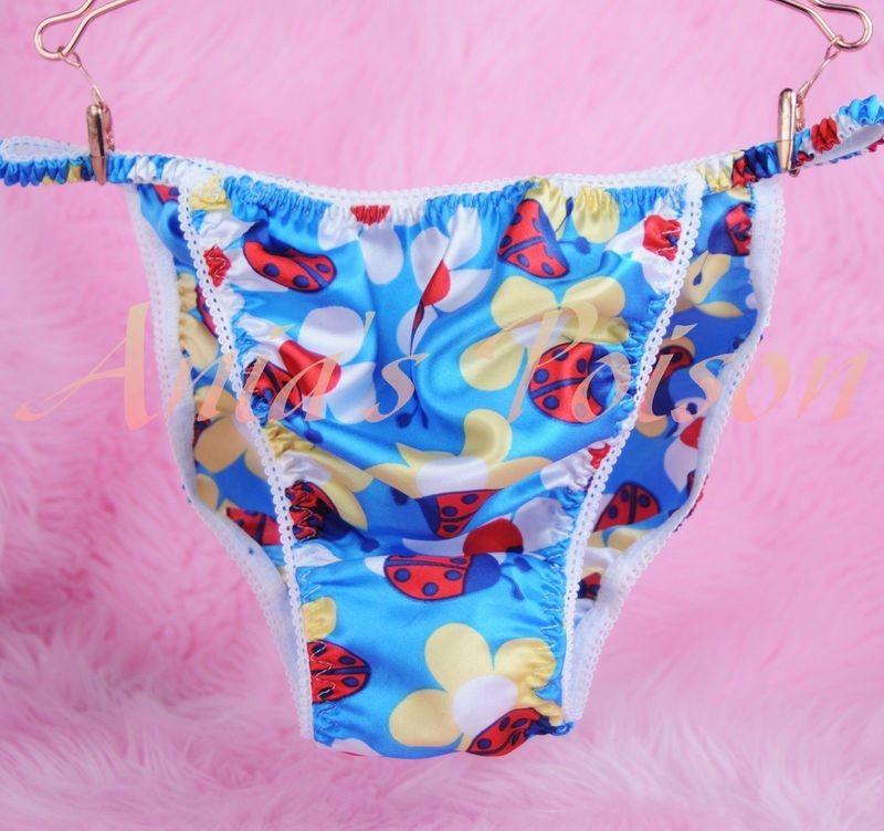 Floral Spring Lady Bug cartoons Rare 100% polyester string bikini sissy mens underwear panties