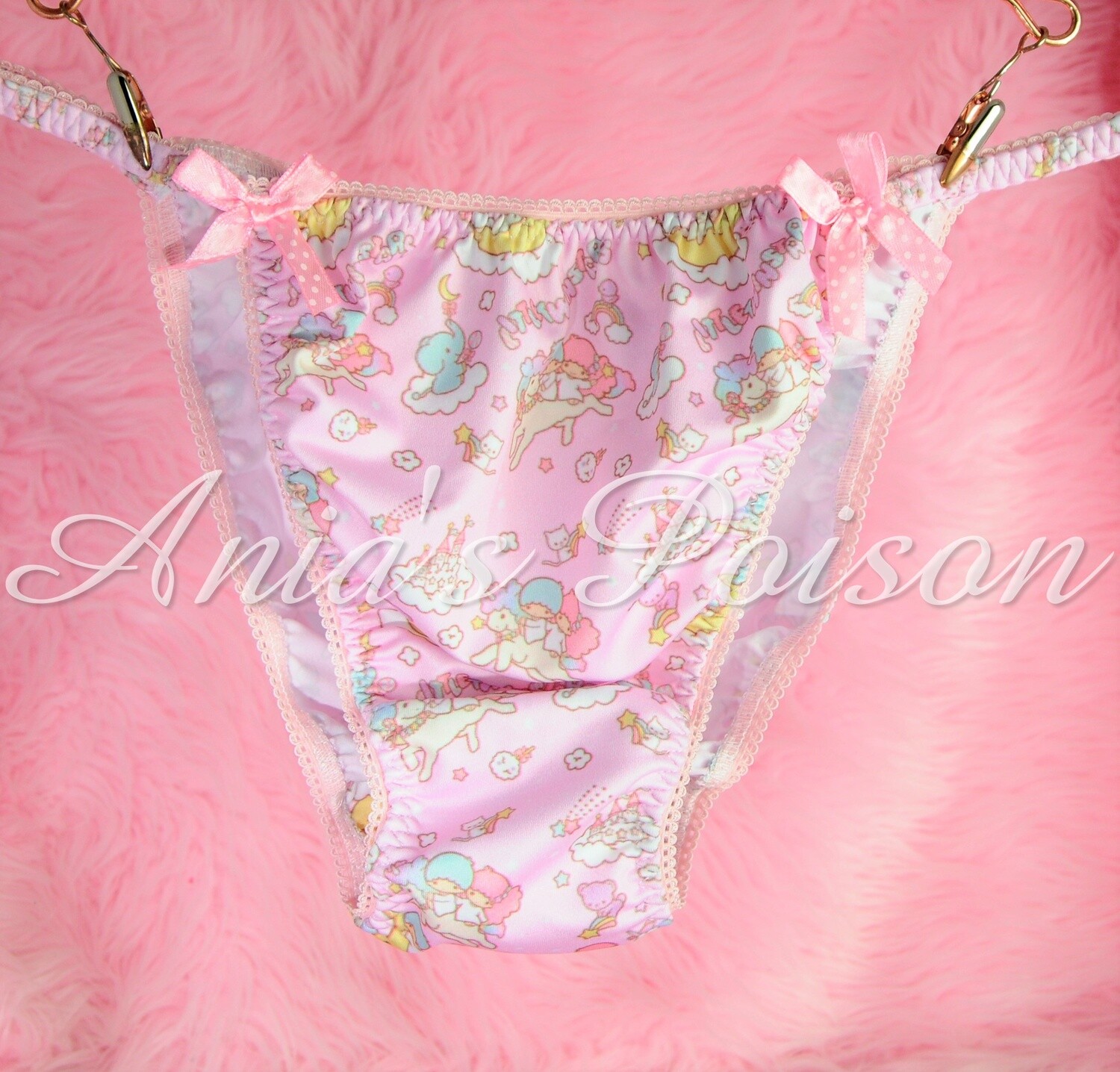 SISSY mens PANTIES Little Pink Unicorn Dream Ride baby Print Spandex Stretch String Bikini