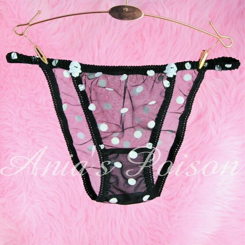 Ladies Halloween Collection Sheer Sparkle Polka DOT MESH glitter string bikini panties or garter skirt! Get them BOTH