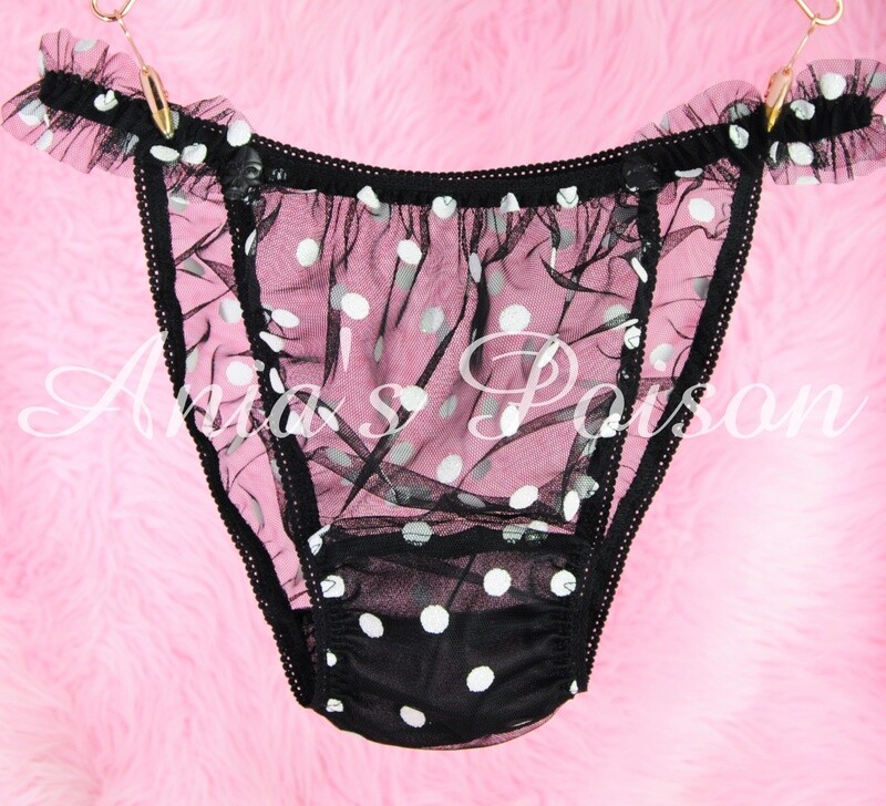 MENS Halloween Collection Sheer sparkle Polka Dot MESH glitter string bikini panties or garter skirt! Get them BOTH