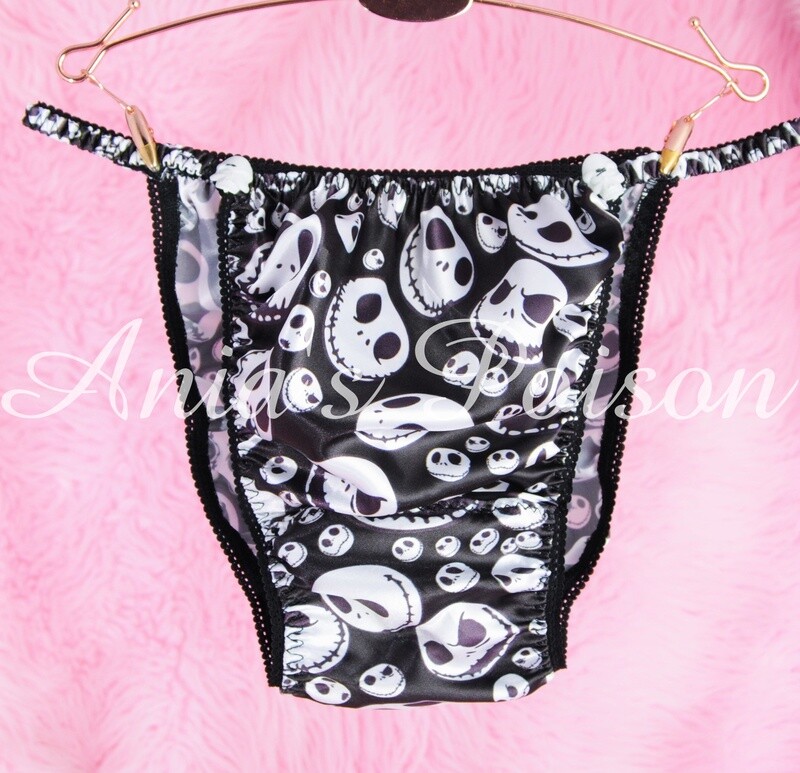 Ania's Poison Jack Pumpkin King Halloween Print Super Rare 100% polyester SATIN string bikini sissy mens underwear panties