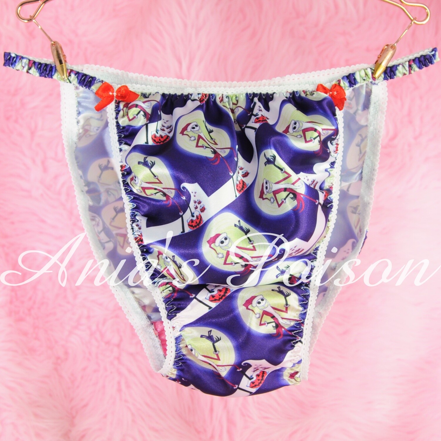Ania's Poison Christmas Edition Jack Skeleton Santa Print 100% polyester silky soft string bikini sissy mens underwear panties