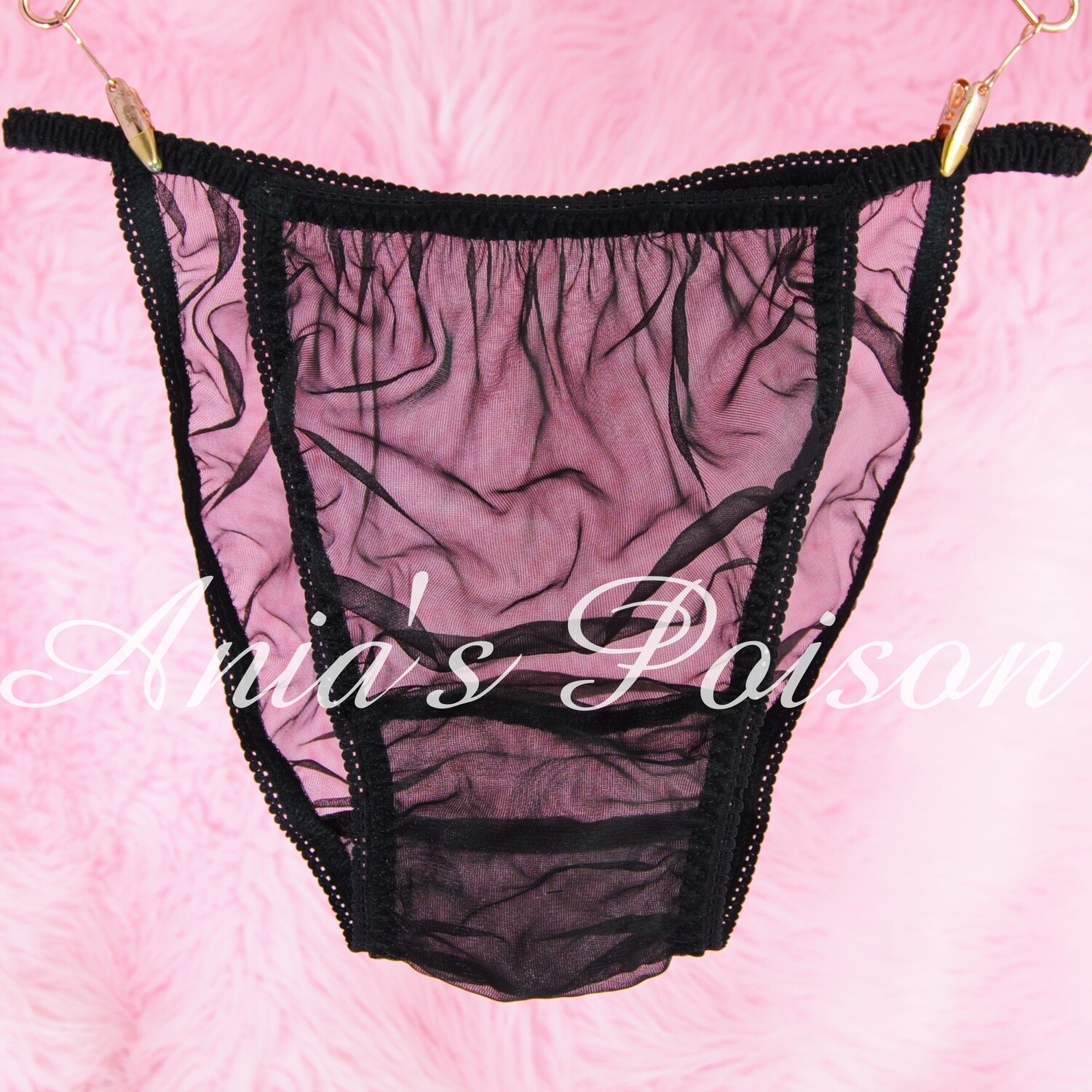 Sheer Nylon Chiffon Ania's Poison MANties Rare Vintage Style string bikini soft Sissy panties for men S - XXL