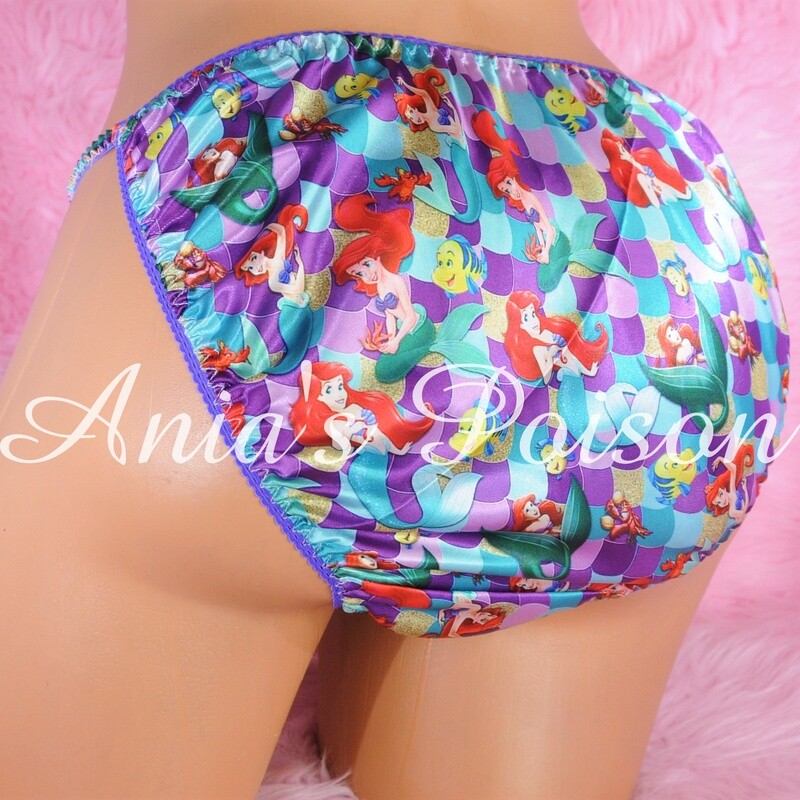 SALE Ania's Poison MANties M - XXL Mermaid Princess Prints Super Rare Purple 100% polyester string bikini sissy mens underwear panties - FLASH SALE