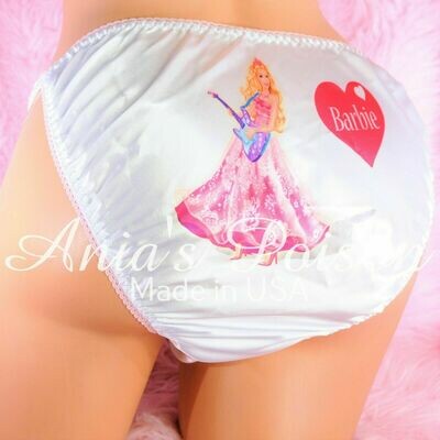 Rare Pink Barbie Doll Princess classic shiny Satin string bikini Mens panties - Sissy Princess