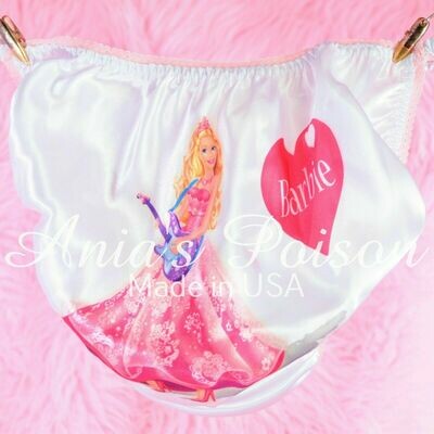 Rare Pink Barbie Doll Princess classic shiny Satin string bikini Mens panties - Sissy Princess
