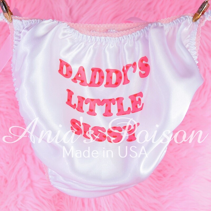 Rare classic Daddy's Little Sissy Pink Heart Valentines Day text string bikini panties