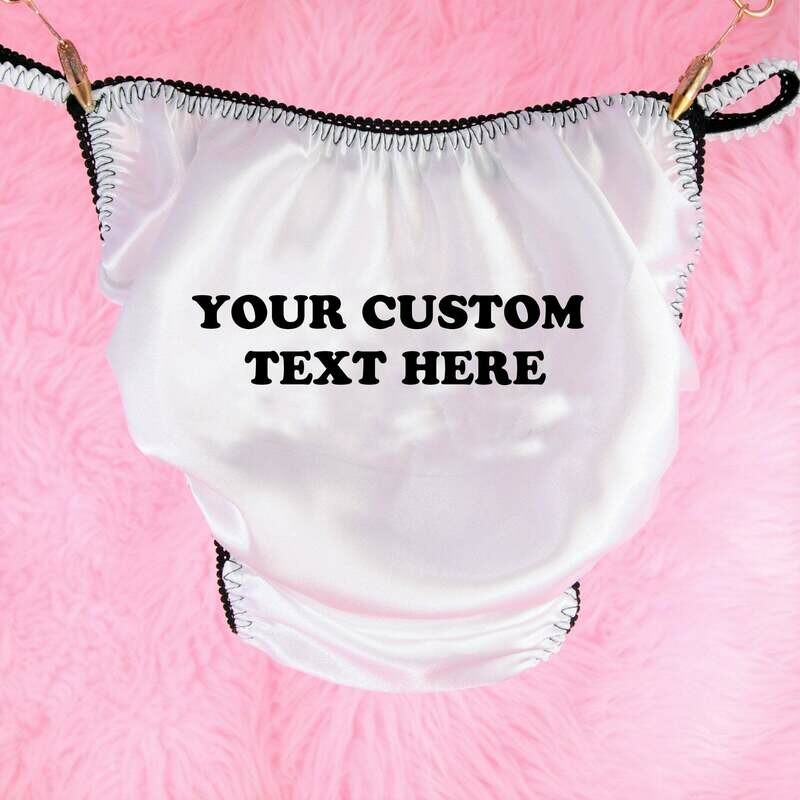 CUSTOM MADE MENS SISSY PANTIES - ANY TEXT On the BACK