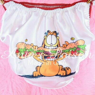 Rare Fat orange Cat with Sandwich Satin string bikini Mens panties - Sissy Princess