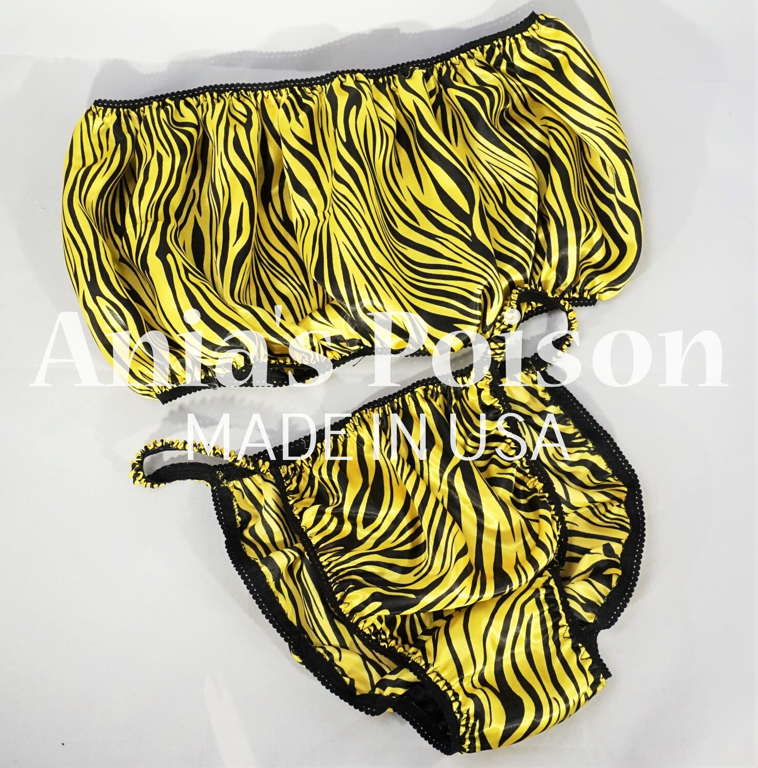 Ania's Poison Animal Prints shiny Rare 100% polyester sissy mens underwear BRA Bandeau