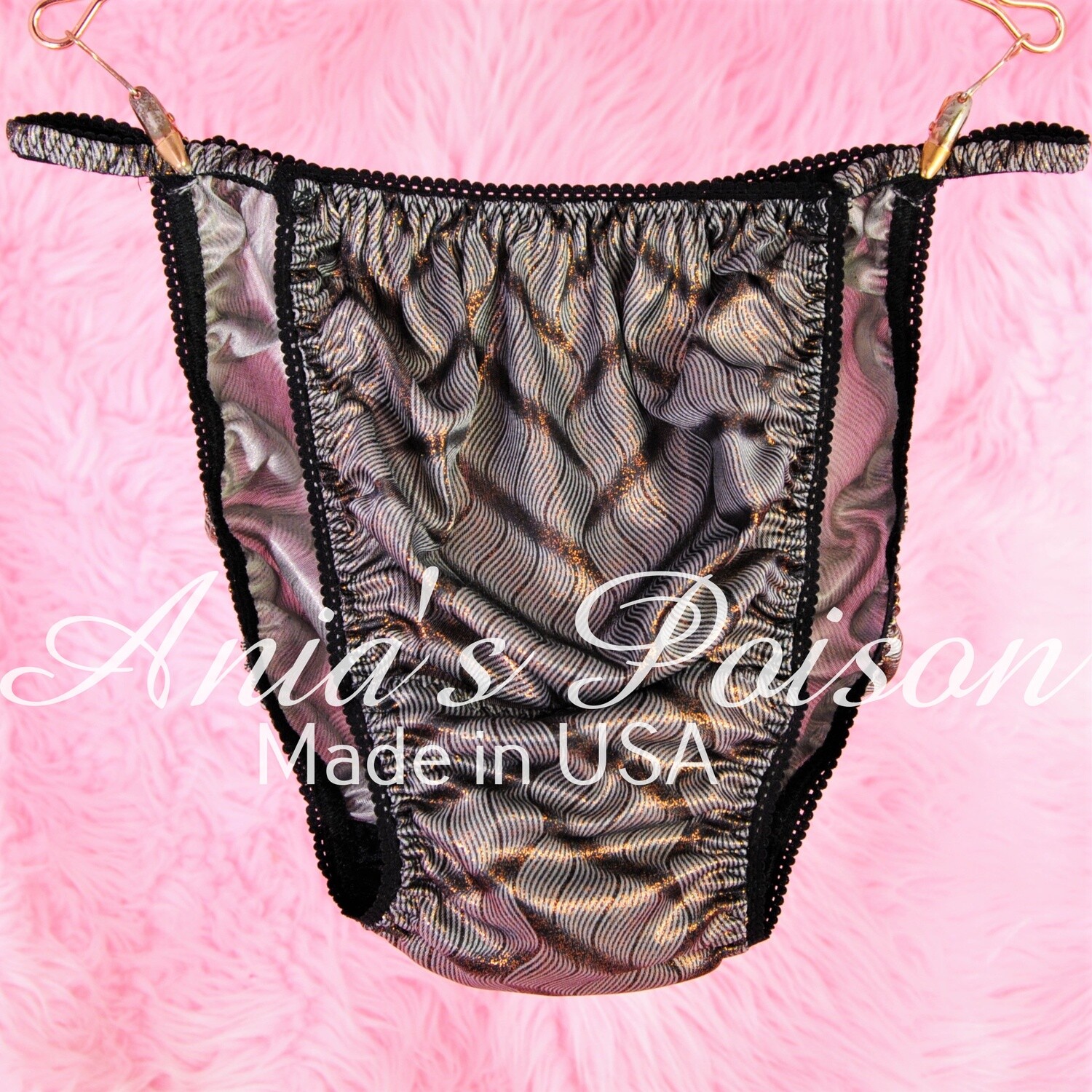 Ania's Poison MANties S - XL shiny Rare Butter Gray Black Soft Collection polyester string bikini sissy mens underwear panties