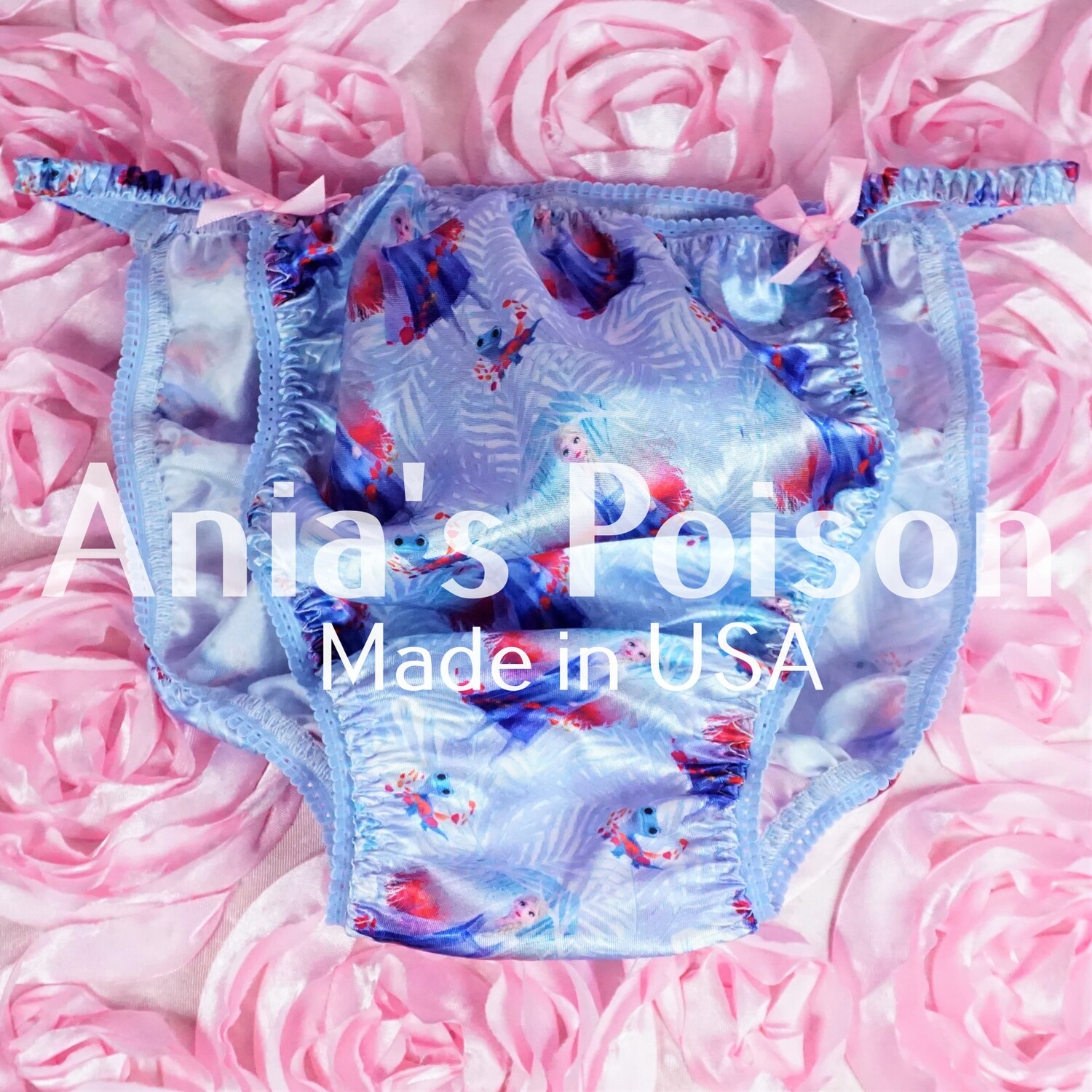 SALE Ania's Poison Blue Ice Princess Winter Print 100% polyester silky soft string bikini sissy mens underwear panties