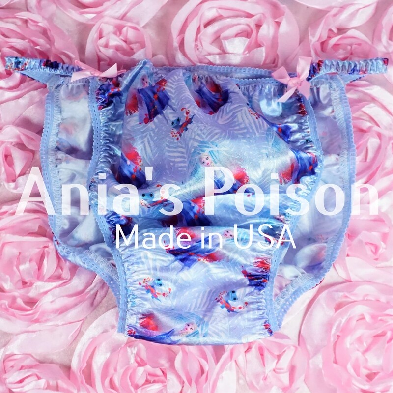 SALE Ania's Poison  Blue Ice Princess Winter Print 100% polyester silky soft string bikini sissy mens underwear panties