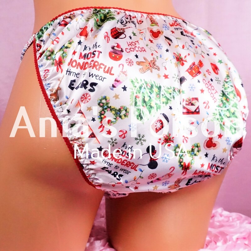 Ania's Poison Christmas Edition MOUSE Treats Print 100% polyester silky soft string bikini sissy mens underwear panties