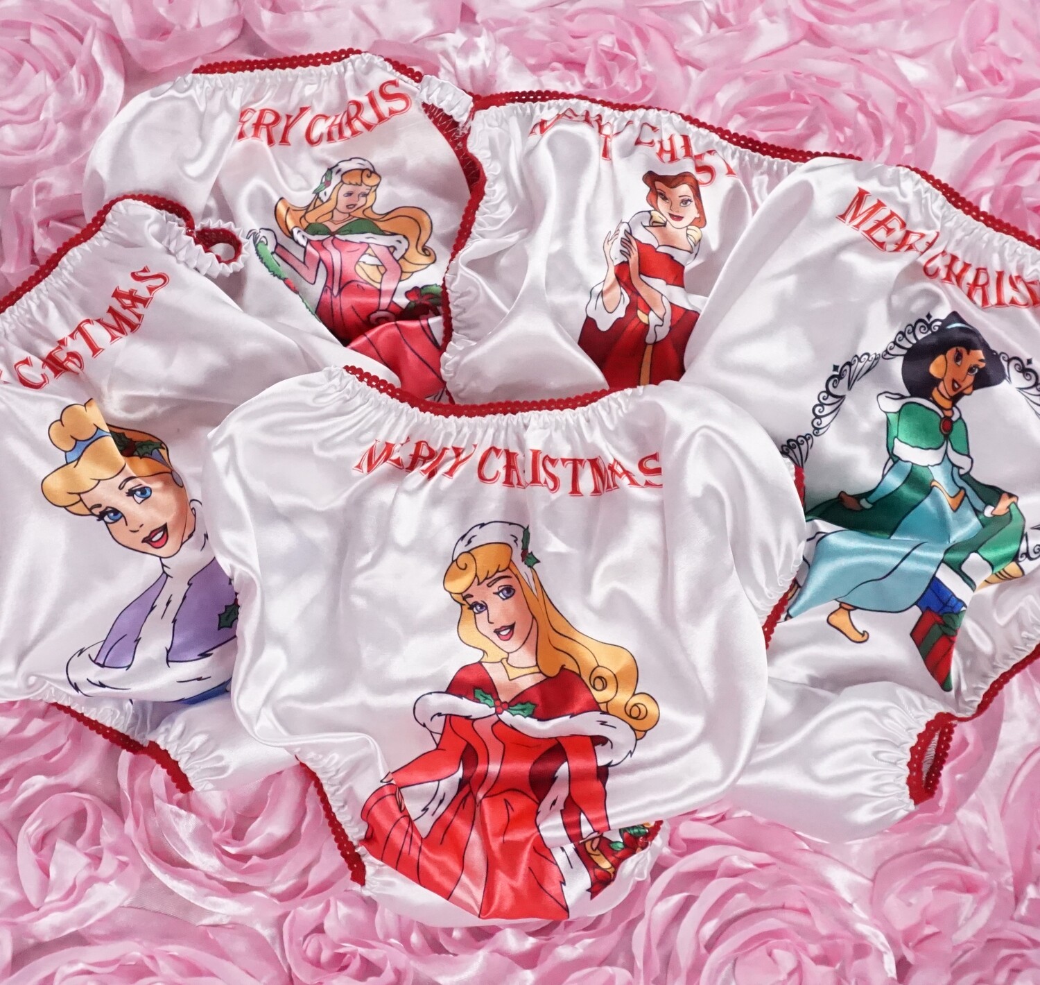 Rare classic All princess CHRISTMAS Collection shiny Satin string bikini panties - Sissy Princess Mens Panties