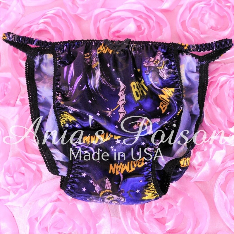 Ania's Poison BATMAN character print Satin Shiny string bikini sissy mens panties LAST ONE! M