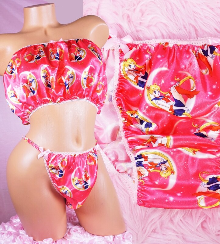 Ania's Poison Sailor moon Princess Print 100% polyester silky soft string bikini sissy mens underwear panties