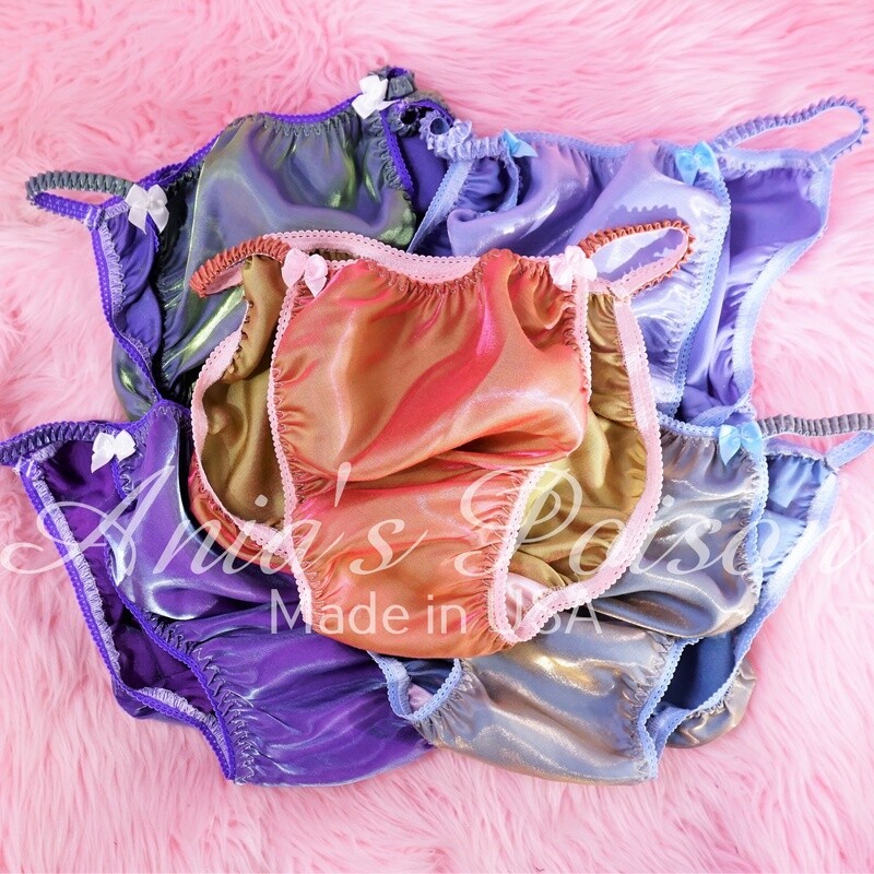 High Gloss iridescent wetlook super shiny string bikini satin panties for men