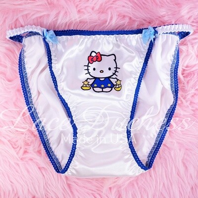 Lace Duchess Classic 80's cut Hello Kitty Zodiac Signs Character movie print satin wet look panties sz 5 6 7 8 9