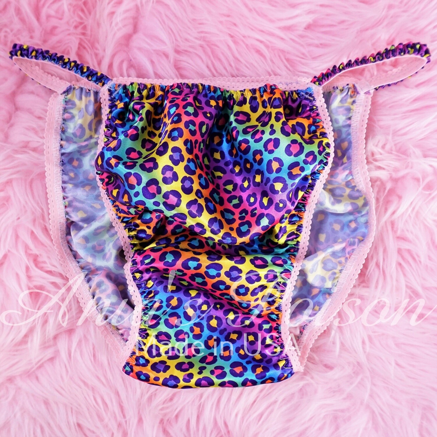 Ania's Poison MANties S - XL Rainbow Leopard Print Rare 100% polyester string bikini sissy mens underwear panties