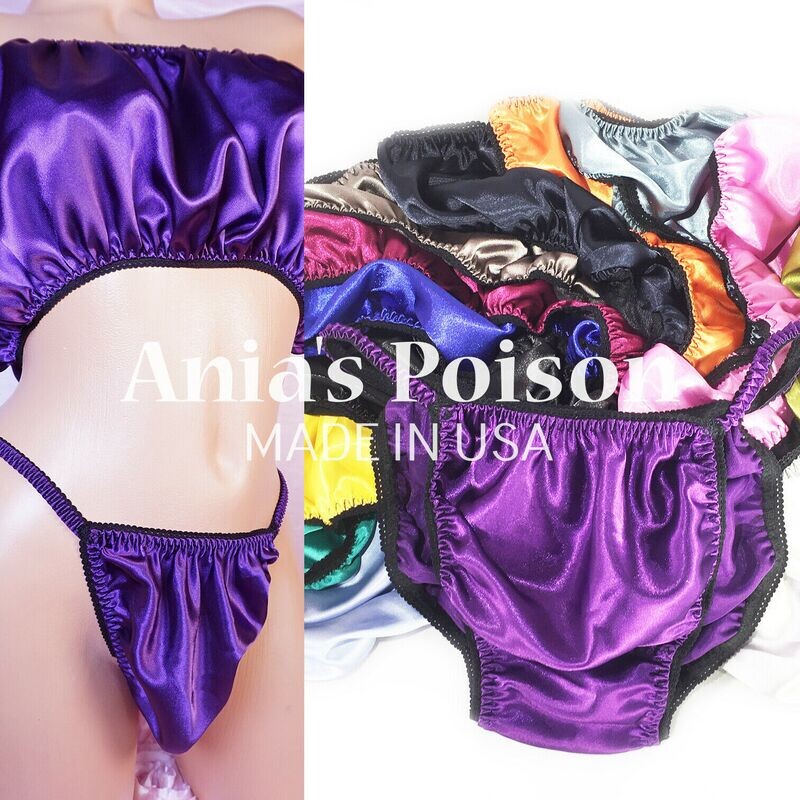 Ania's Poison MANties S - XXL shiny Rare 100% polyester string bikini sissy mens underwear panties - Solid Colors