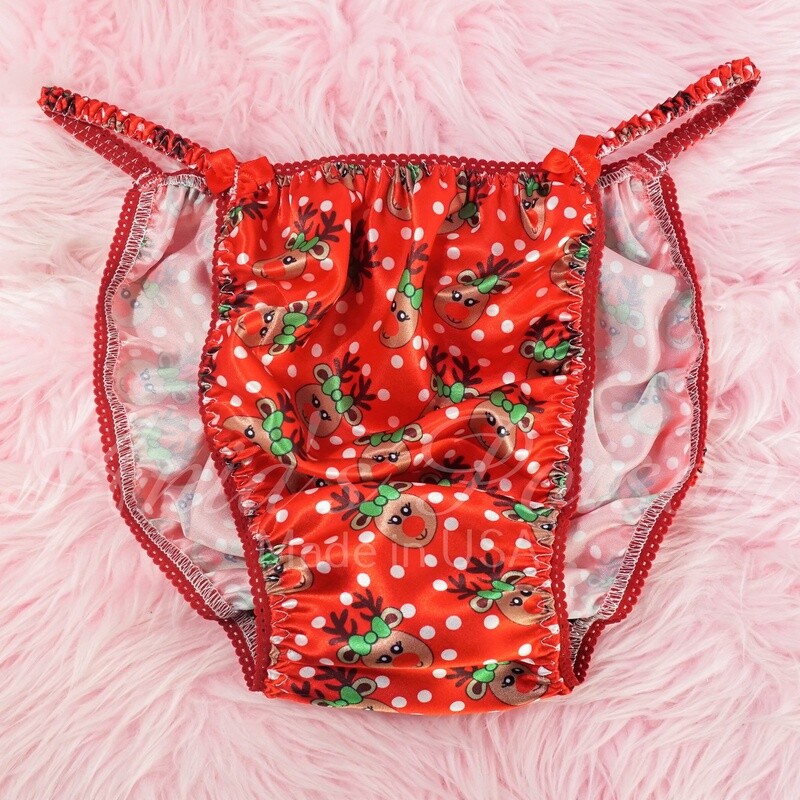 Ania's Poison Christmas Panties Red Reindeer print 100% polyester silky soft string bikini sissy mens underwear panties Ania's Poison Christmas Panties Red Reindeer print 100% polyester silky soft string bikini sissy mens underwear panties