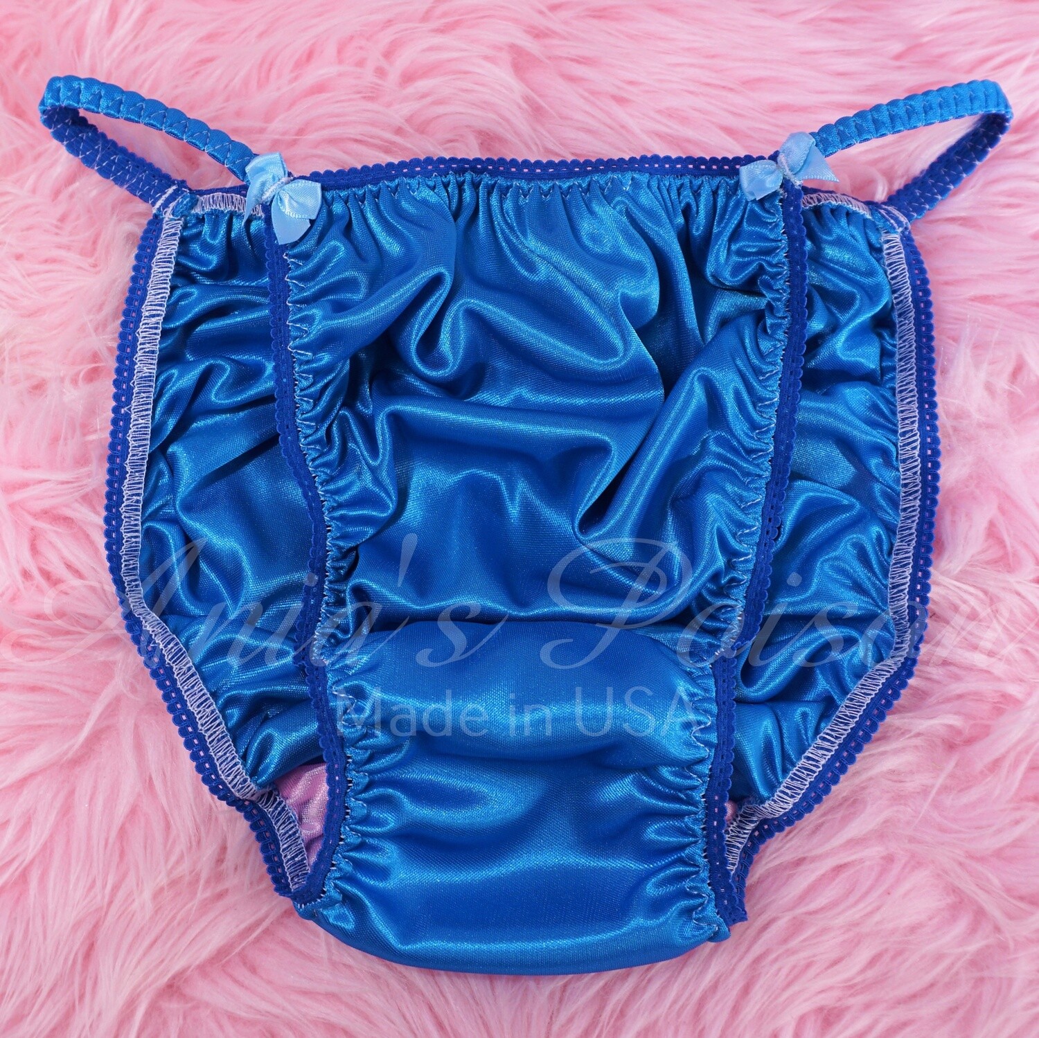 Ania's Poison MANties S - XL shiny Rare Blue Butter Soft polyester string bikini sissy mens underwear panties