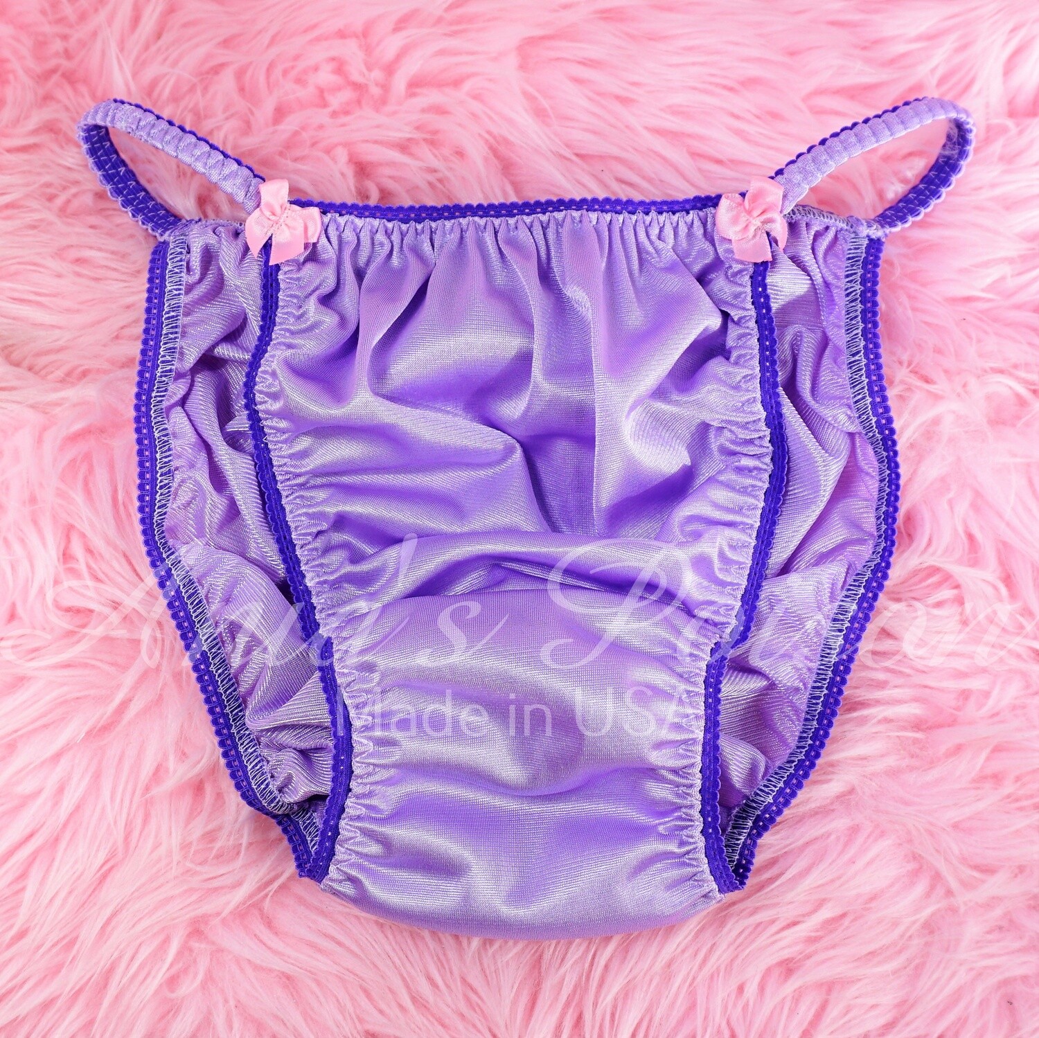 Sheer Nylon Chiffon Ania's Poison MANties Rare Vintage Style Lilac string bikini soft Sissy panties for men M-XL