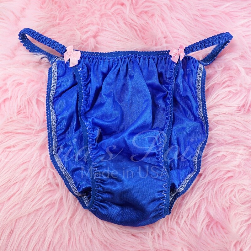 Sheer Nylon Chiffon Ania's Poison MANties Rare Vintage Style Royal Blue string bikini soft Sissy panties for men sz M L