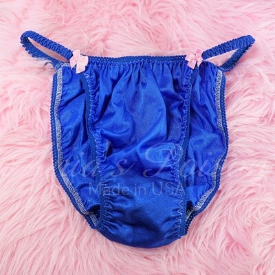 Sheer Nylon Tricot Ania's Poison MANties Rare Vintage Style Royal Blue string bikini soft Sissy panties for men sz M L