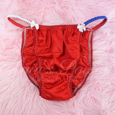 Sheer Nylon Tricot Ania's Poison MANties Rare Vintage Style July 4th Red White & Blue string bikini soft Sissy pantiesfor men sz M L