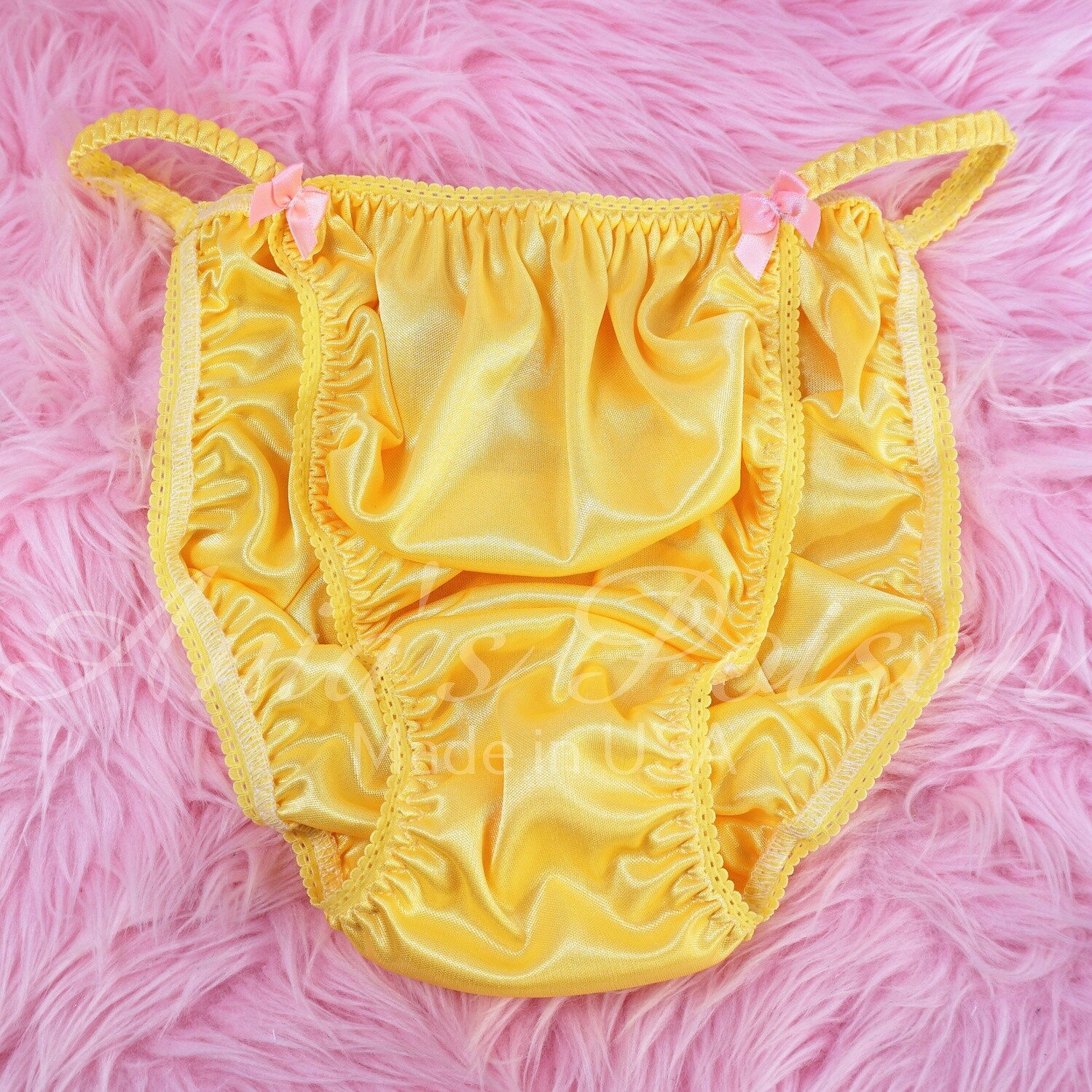 Ania's Poison MANties S - XL shiny Rare spring Yellow Butter Soft polyester string bikini sissy mens underwear panties