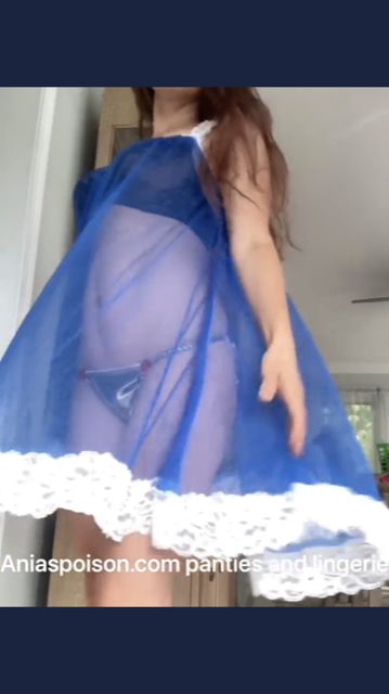 Vintage style All Antron Royal Blue chiffon nylon sissy sheer nightgown with White Lace Nightie Peignoir MINI Night Gown OS L/XL FLASH SALE